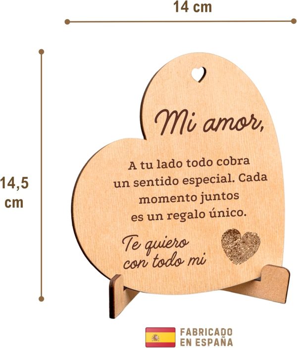 CUBIBOO ART Corazón de Madera con Soporte Regalos Originales para Parejas - Imagen 2