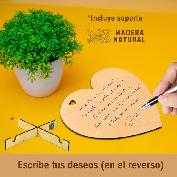 CUBIBOO ART Corazón de Madera con Soporte Regalos Originales para Parejas - Imagen 4