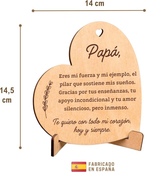 CUBIBOO Art Corazón de Madera con Soporte Regalos para Padres - Imagen 2