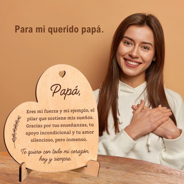 CUBIBOO Art Corazón de Madera con Soporte Regalos para Padres - Imagen 3