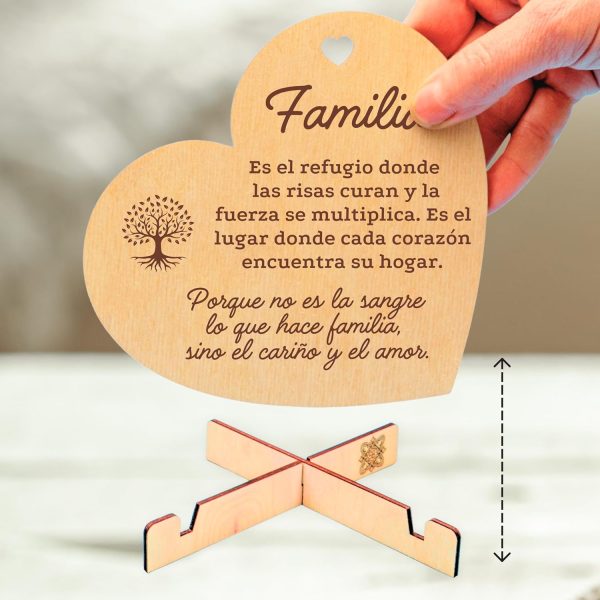 CUBIBOO Art Corazón de Madera Artesanal con Soporte - Imagen 4