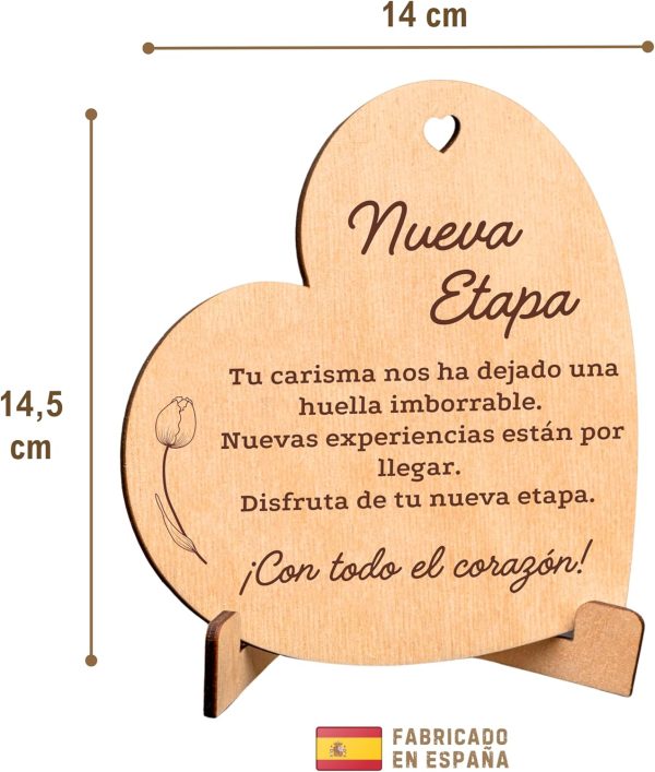 CUBIBOO ART Tarjeta de Madera Corazón - Tarjeta despedida trabajo - Imagen 2
