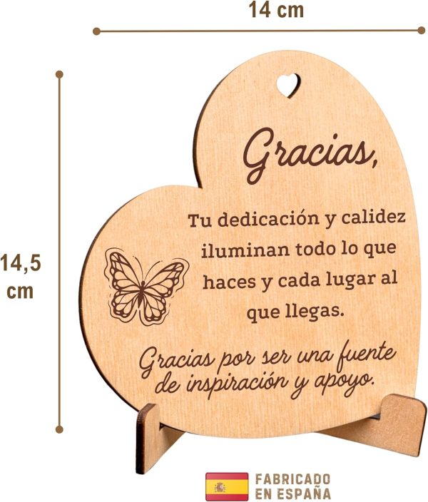 CUBIBOO ART Tarjeta de Agradecimiento en Madera en Forma de Corazón con Soporte - Imagen 5