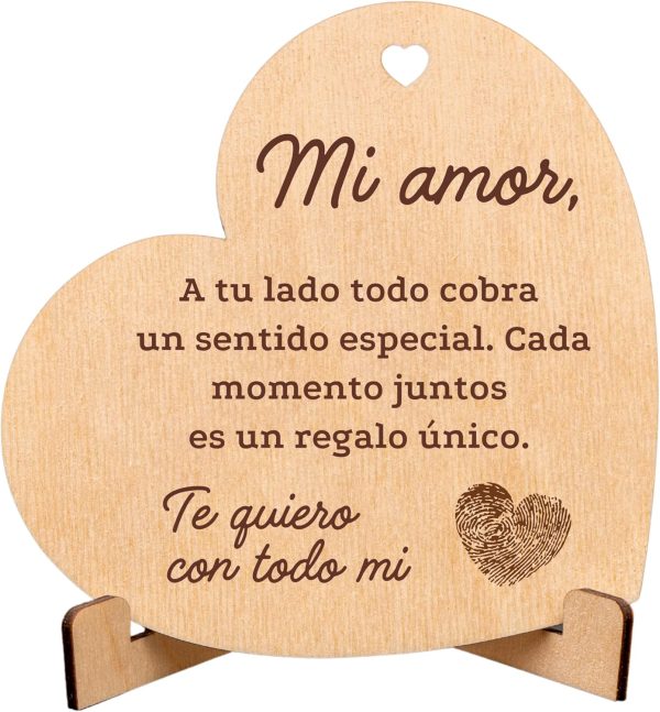 CUBIBOO ART Corazón de Madera con Soporte Regalos Originales para Parejas