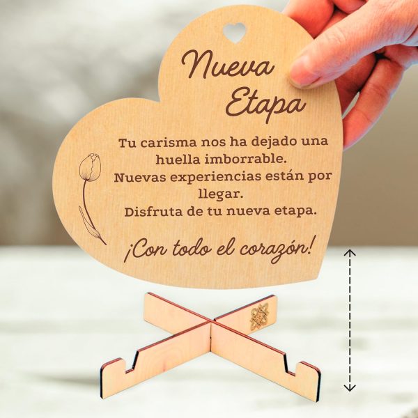 CUBIBOO ART Tarjeta de Madera Corazón - Tarjeta despedida trabajo - Imagen 3