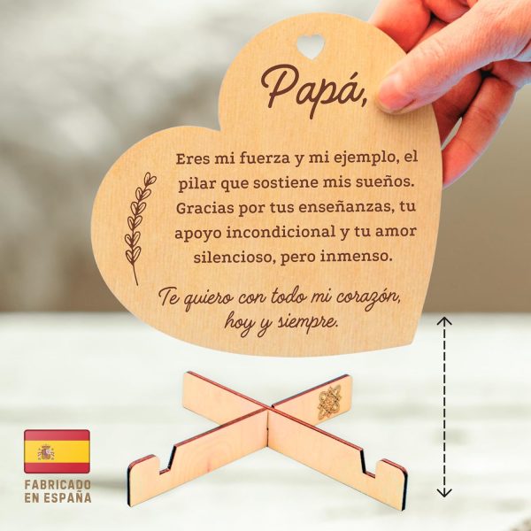 CUBIBOO Art Corazón de Madera con Soporte Regalos para Padres - Imagen 5