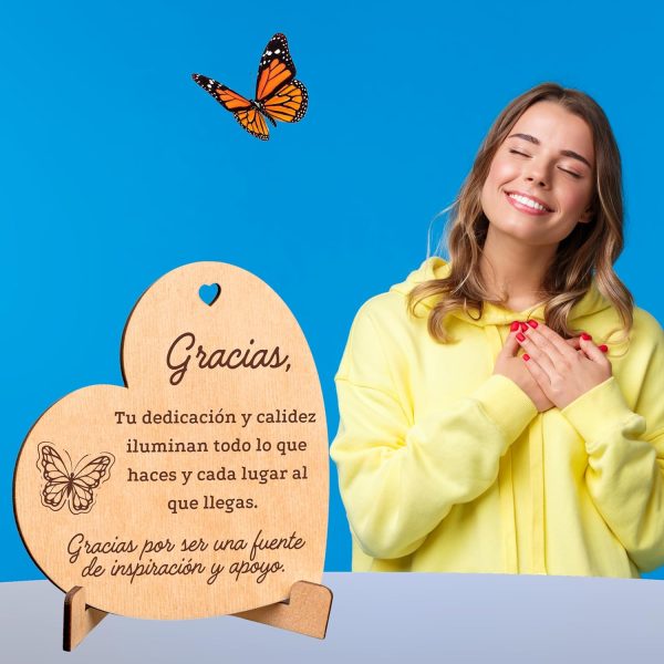 CUBIBOO ART Tarjeta de Agradecimiento en Madera en Forma de Corazón con Soporte - Imagen 2