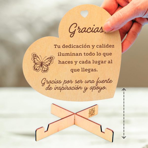 CUBIBOO ART Tarjeta de Agradecimiento en Madera en Forma de Corazón con Soporte - Imagen 4