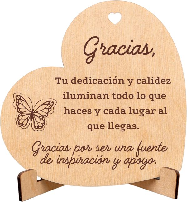 CUBIBOO ART Tarjeta de Agradecimiento en Madera en Forma de Corazón con Soporte