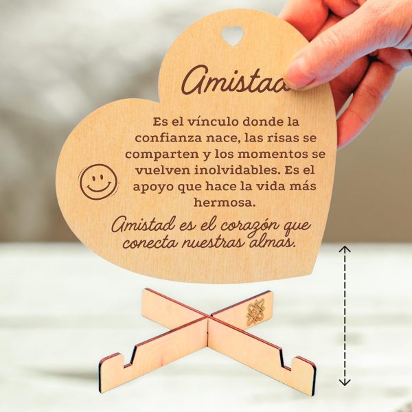 CUBIBOO ART Tarjeta de Madera en Forma de Corazón con Soporte - Imagen 3