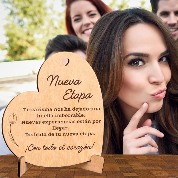 CUBIBOO ART Tarjeta de Madera Corazón - Tarjeta despedida trabajo - Imagen 4